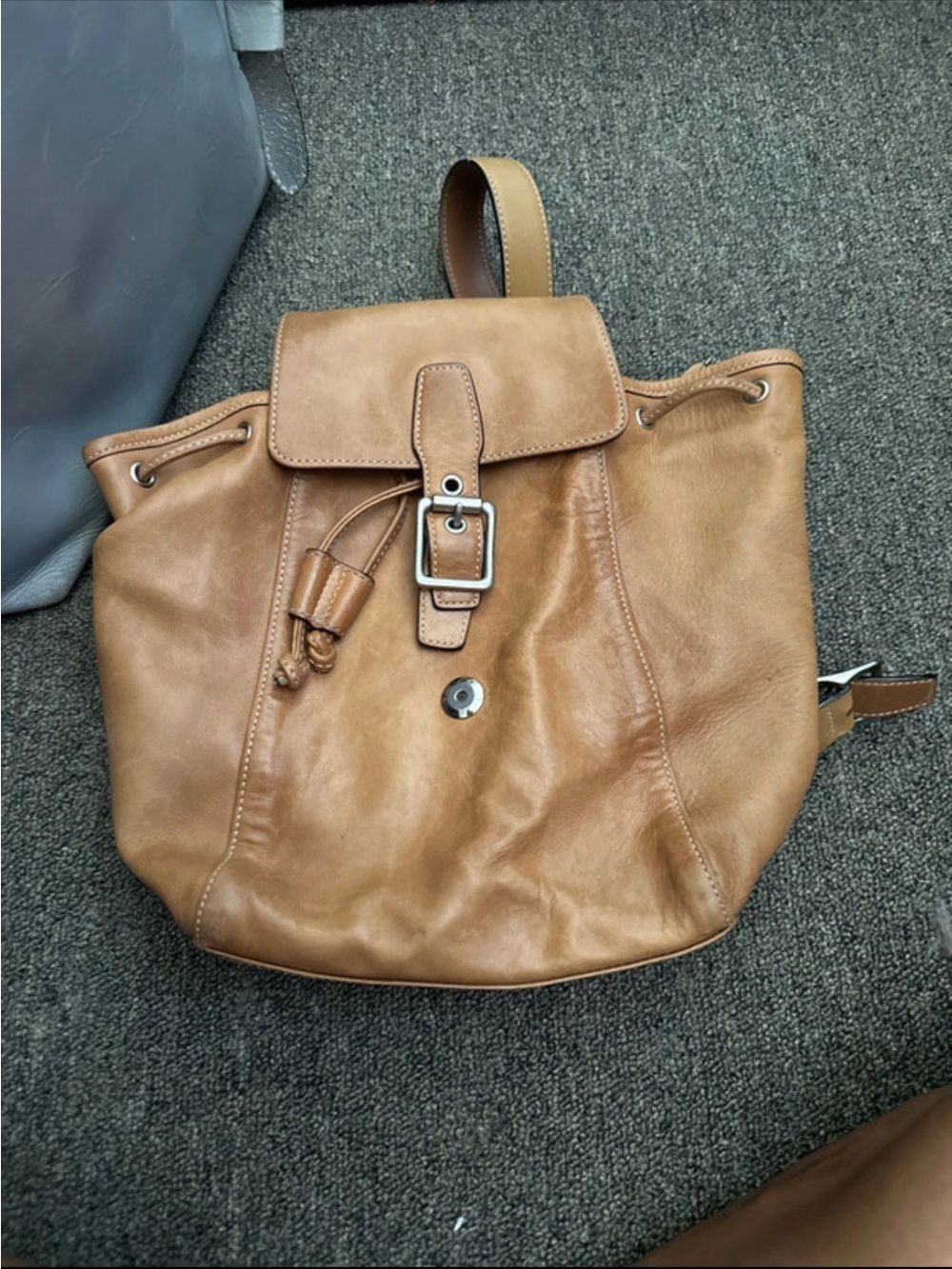 Coach Tan Leather Drawstring Backpack